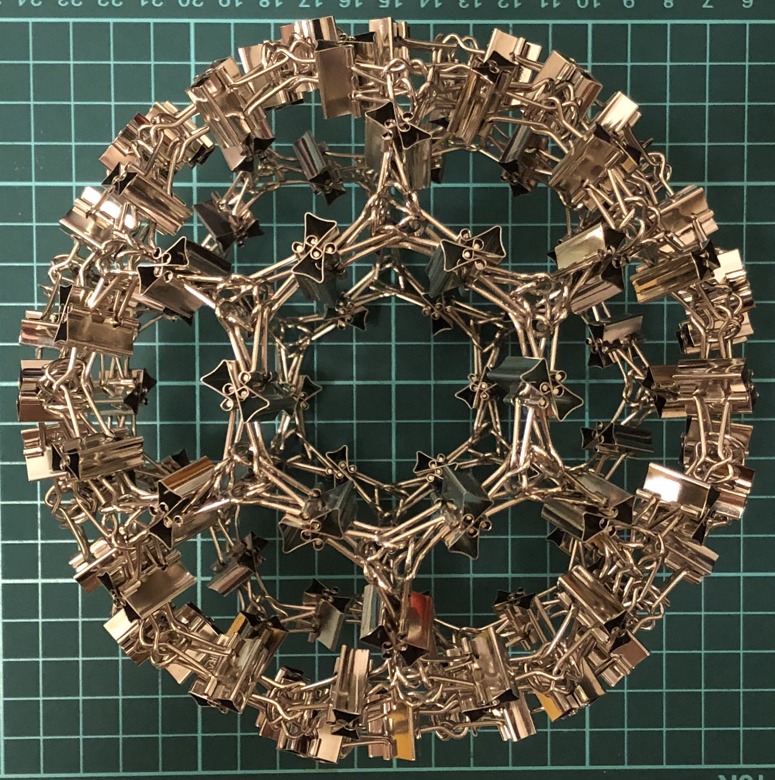 180 clips forming 90 I-edges forming truncated icosahedron