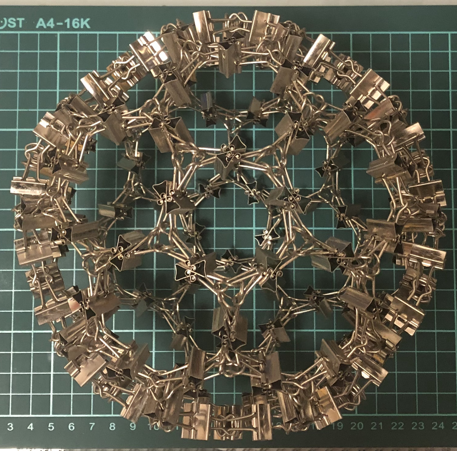 240 clips forming 120 I-edges forming chamfered dodecahedron