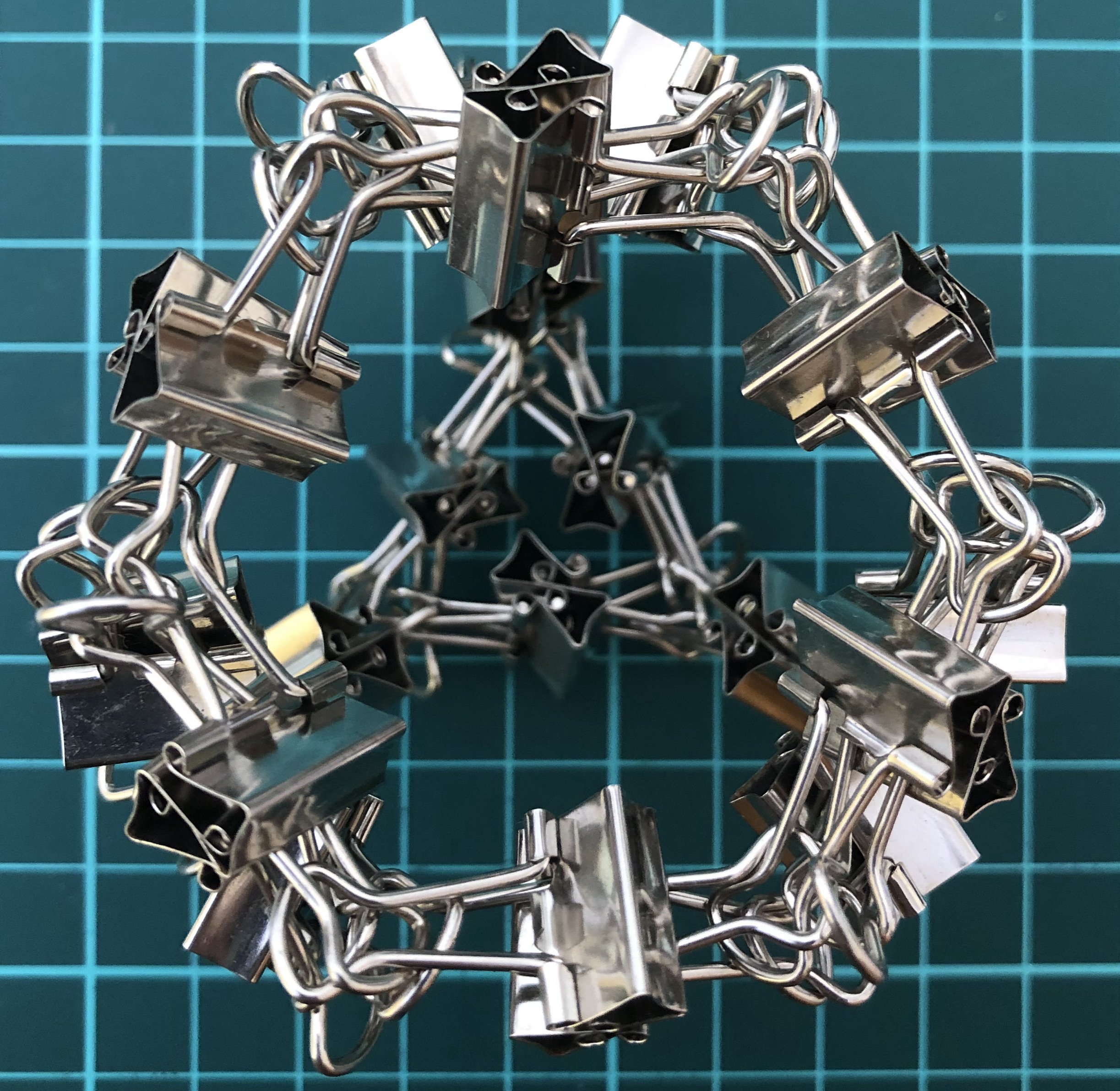 36 clips forming 18 I-edges forming truncated tetrahedron